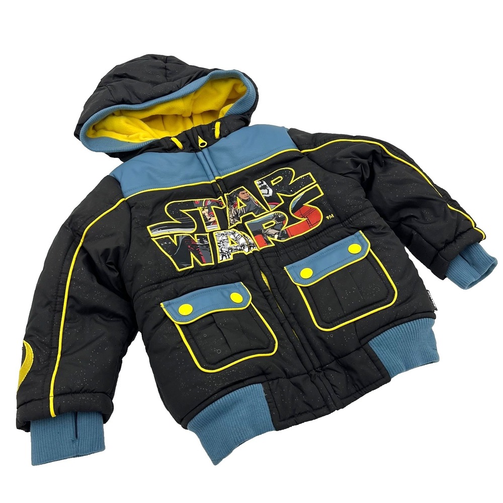 Disney Store Star Wars Boys Black Puffer Jacket Size 2